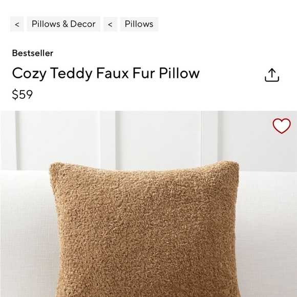 Cozy Teddy faux fur pillow set (2) in excellent gently used condition size 20x20 - Picture 3 of 3
